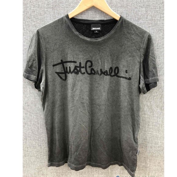 JUST CAVALLI Roberto Cavalli Grey Gray 100% Cotton Tee Tshirt Burnout Small S - Picture 3 of 7